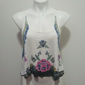 Ecote Floral Print Criss Cross Open Back Top